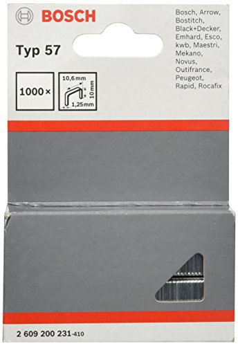 Bosch Professional 1000x Flachdrahtklammer Typ 57 (Natürliche Materialien, Beschichtungsstoff, 10.6 x 1.25 x 10 mm, Zubehör Tacker) von Bosch Accessories