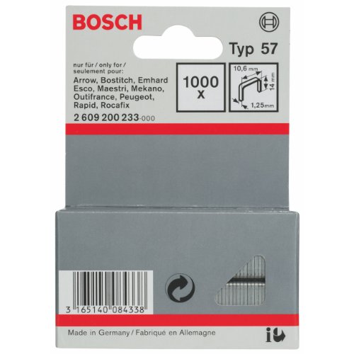 Bosch Professional 1000x Flachdrahtklammer Typ 57 (Natürliche Materialien, Beschichtungsstoff, 10.6 x 1.25 x 14 mm, Zubehör Tacker) von Bosch Accessories