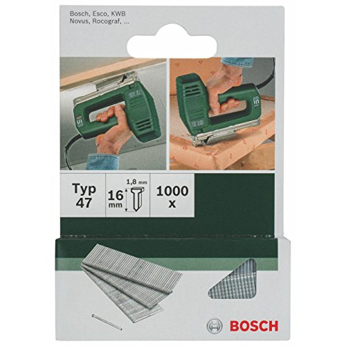 Bosch Accessories 1000x Nagel typ 47 (für Hartholz/Massivholz, Weichholz, Akustikplatten, 1.8 x 1.27 x 16 mm, Zubehör Tacker) von Bosch