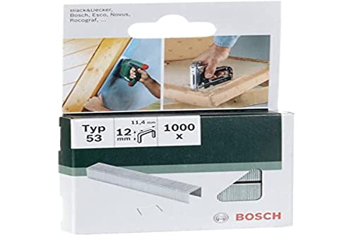 Bosch 1000x Klammer Typ 53 (Textilien/Gewebe, Teppich, Akustikplatten, Rasenteppich, 11.4 x 0.74 x 12 mm, Zubehör Tacker) von Bosch Accessories
