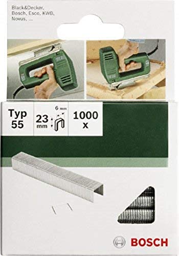 Bosch 1000x Klammer Typ 55 (Textilien/Gewebe, Teppich, Akustikplatten, Rasenteppich, 6 x 1.08 x 19 mm, Zubehör Tacker) von Bosch