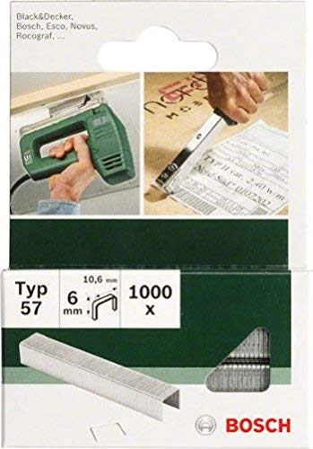 Bosch Accessories 1000x Klammer Typ 57 (Papier, Folien, Kunststoffplatten, Tapetenkleister, Akustikplatten, GFK, 10.6 x 1.25 x 10 mm, Zubehör Tacker) von Bosch