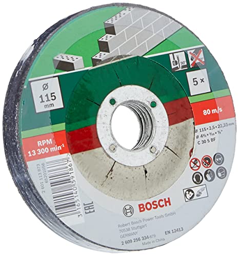 Bosch Accessories 2609256334 DIY Trennscheiben Stein 115 mm ø x 2.5 mm gekröpft von Bosch Accessories