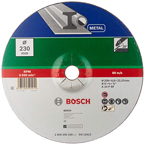 Bosch Accessories 2609256339 DIY Schruppscheibe Metall 230 mm ø x 6 mm gekröpft von Bosch Accessories