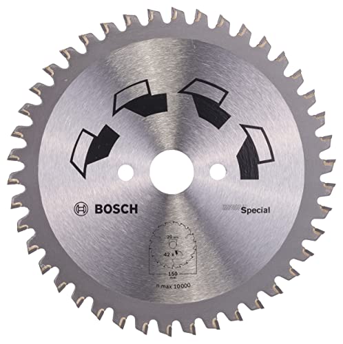 Bosch 1x Kreissägeblatt Special (Sägeblatt für Holz, Nichteisenmetalle, Kunststoffe, Ø 150 x 2.2/1.6 x 20/16 mm, 42 Zähne, FT, mit 1x Reduzierring 16 mm, Zubehör Kreissäge) von Bosch Accessories