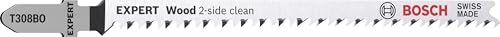 Bosch 2x EXPERT Wood 2-side clean T308BO Stichsägeblatt (für Massivholz-Möbelplatte, Sperrholz, Länge 117 mm, Professional Zubehör Stichsäge) von Bosch