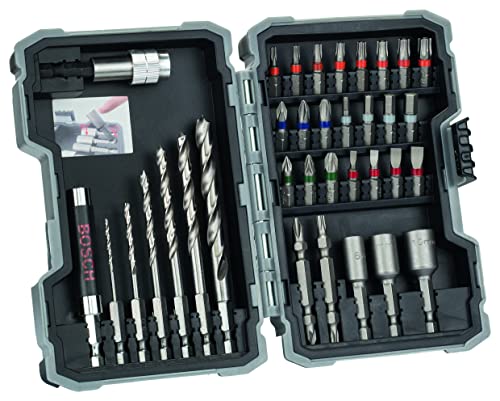 Bosch Professional 35tlg. HSS Holz Bohrer und Bit Set Extra Hart (Kreuzschlitz-, Pozidriv-, Hex-, TH-, S-Bit, Zubehör Bohrschrauber und Schraubendreher) von Bosch Professional