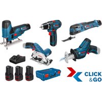 Bosch 5er Werkzeug-Set 12V: GSR + GST + GOP + GKS + GSA + 3x GBA 3,0Ah + GAL + XL-BOXX von Bosch