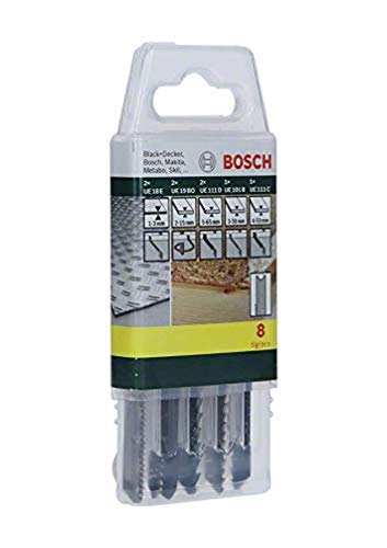 Bosch Accessories 8-teiliges Stichsägeblatt-Set, U-Schaft, für Holz, Metall, Kunststoff, 2607019459 von Bosch Accessories