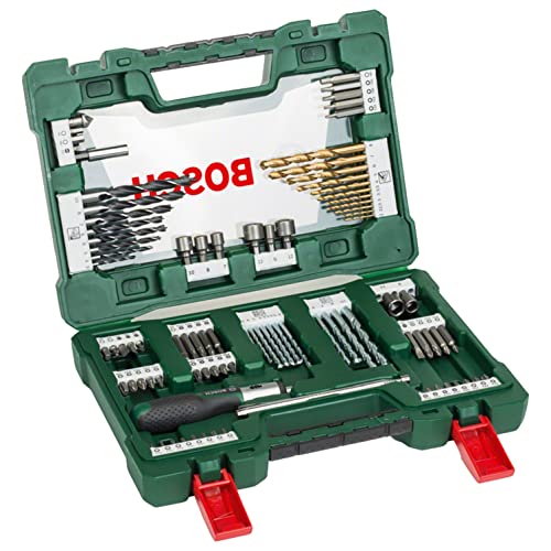 Bosch 91tlg. Titanium-Bohrer- und Bit Set V-Line (für Holz, Stein und Metall, inkl. Ratschen-Schraubendreher und Magnetstab, Zubehör Bohr- und Schraubwerkzeuge) von Bosch