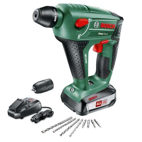 Bosch Akku Bohrhammer Uneo Maxx (1 Akku, 18-Volt-System, max. Bohrdurchmesser in Beton 10 mm, im Koffer) von Bosch