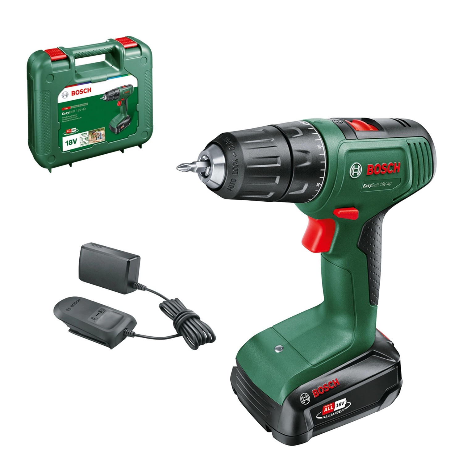 Bosch 18 V Akku-Bohrschrauber EasyDrill 18V-40 inkl. 1 Akku (2 Ah) mit Koffer von Bosch