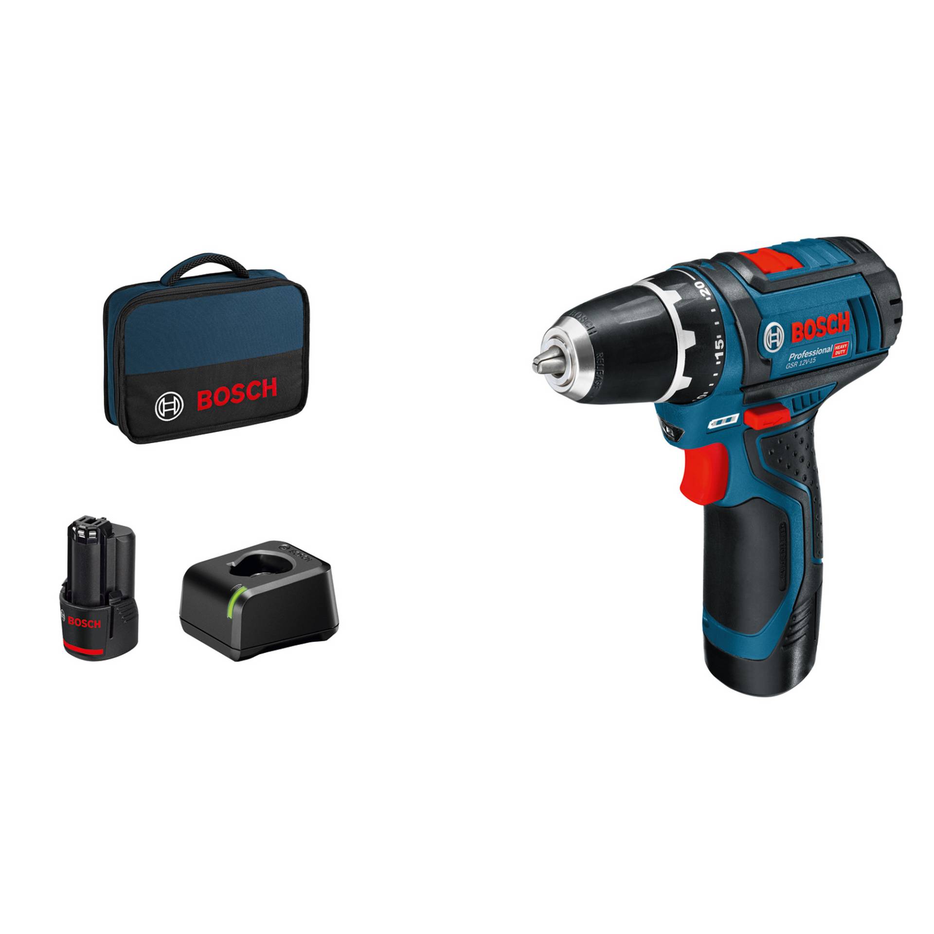 Bosch Akku-Bohrschrauber 'GSR 12V-15 Professional' in Tasche inkl. 2 x 2,0 Ah Akku von Bosch