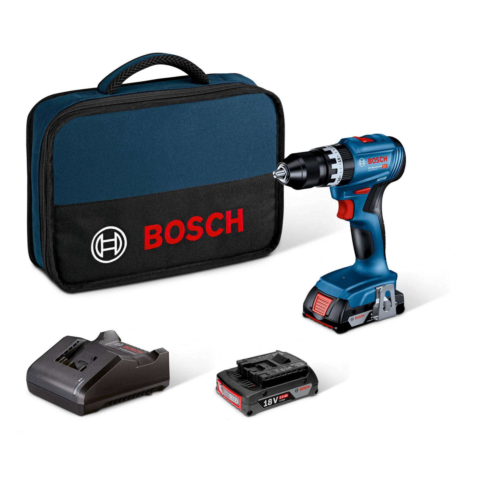 Bosch Akku-Bohrschrauber-Set 'GSB 18V-45' mit 2 Akkus und Ladegerät Bosch Akku-Bohrschrauber-Set 'GSB 18V-45' mit 2 Akkus und Ladegerät von Bosch