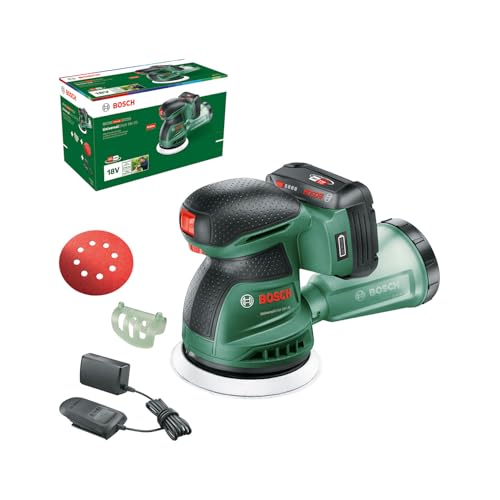 Bosch Akku-Exzenterschleifer UniversalOrbit 18V-20 Set (Schleifen von mittelgroßen bis großen Holzoberflächen sowie lasierten und lackierten Oberflächen; Durchmesser: 125 mm;Akku 2.0Ah und Ladegerät) von Bosch