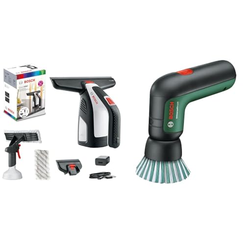 Bosch Akku Fenstersauger GlassVAC (Laufzeit: ca. 35 Fenster, im Karton) + Reinigungsbürste UniversalBrush (integrierter 3,6V-Akku, Micro-USB-Kabel, 4 Reinigungsaufsätze) von Bosch