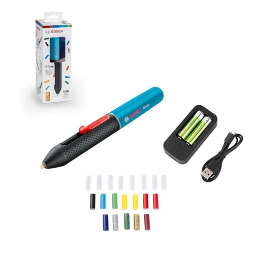 Bosch Akku Heißklebestift Gluey Lagoon Blue (mit 20 Klebesticks, Blau, im Karton) von Bosch