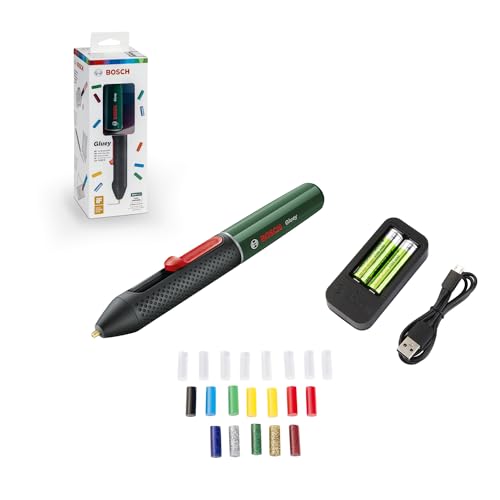 Bosch Akku Heißklebestift Gluey Evergreen (mit 20 Klebesticks, Dunkelgrün, im Karton) von Bosch