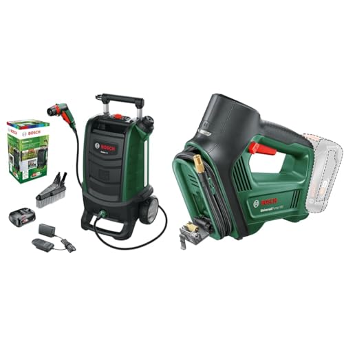 Bosch Akku Outdoor Reiniger Fontus 18V Akku + Bosch elektrische Luftpumpe Luftkompressor UniversalPump 18V (ohne Akku, für Auto-, Motorrad- und Fahrradreifen, 150 PSI, 10.3 Bar) von Bosch