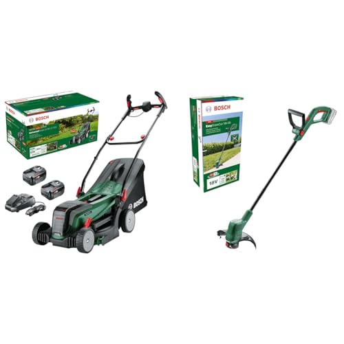 Bosch Akku-Rasenmäher UniversalRotak 2x18V-37-550 & Akku Rasentrimmer EasyGrassCut 18V-26 (ohne Akku, 18 Volt Power for All System, Schnittkreisdurchmesser: 26 cm, im Karton) von Bosch Home and Garden