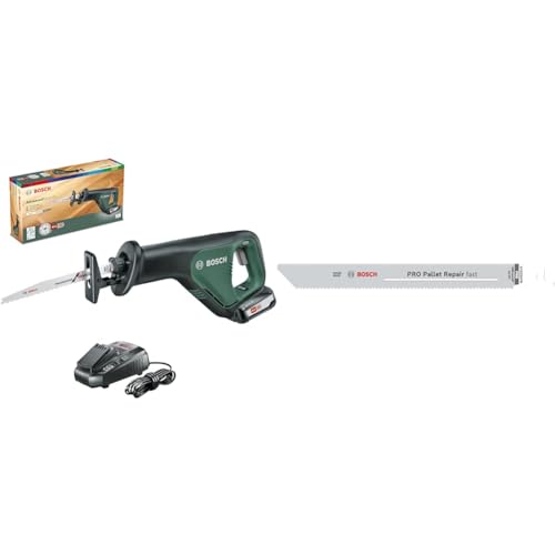 Bosch Akku Säbelsäge AdvancedRecip 18 (ohne Akku, 18 Volt System, im Karton) + 5x PRO Pallet S1022HFR Repair fast Säbelsägeblatt (für Stahl, Holz mit Nägeln, Länge 200 mm, Zubehör Säbelsäge) von Bosch