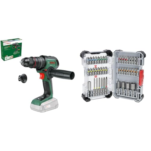 Bosch Akku-Schlagbohrschrauber AdvancedImpact 18V-80 QuickSnap (zum Bohren und Schrauben; ohne Akku) + 43x Extra Hard Schrauberbit-Set (197 x 110,5 mm, Zubehör) von Bosch