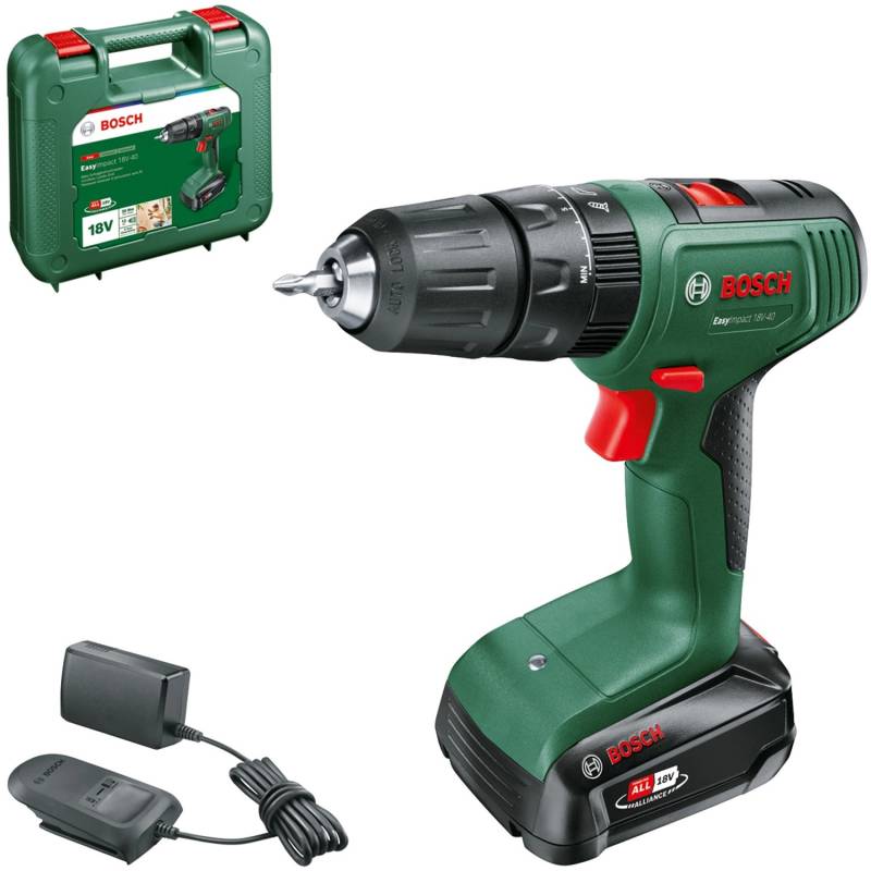 Bosch 18 V Akku-Schlagbohrschrauber EasyImpact 18V-40 inkl. 1 Akku 2 Ah & Koffer von Bosch