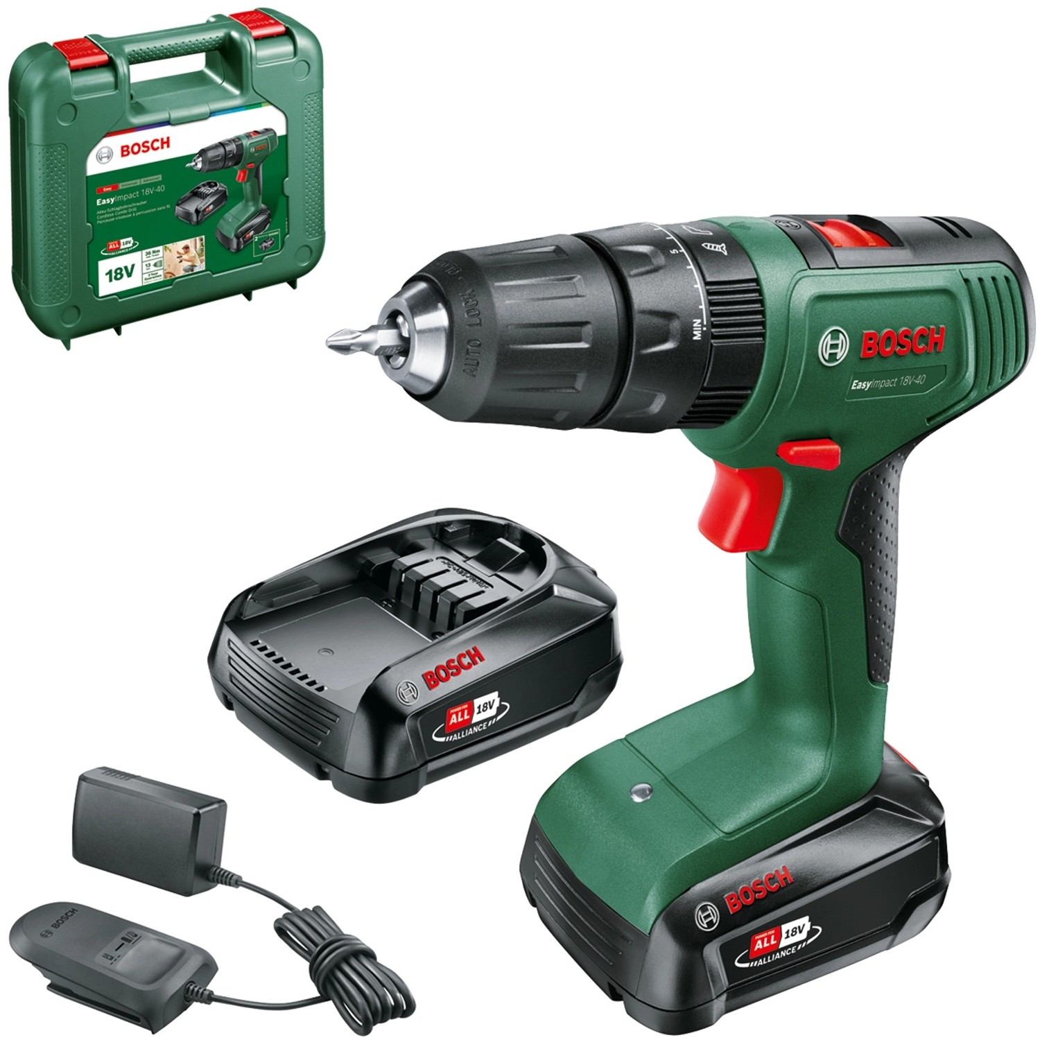 Bosch 18 V Akku-Schlagbohrschrauber EasyImpact 18V-40 inkl. 2 x Akku 2 Ah von Bosch