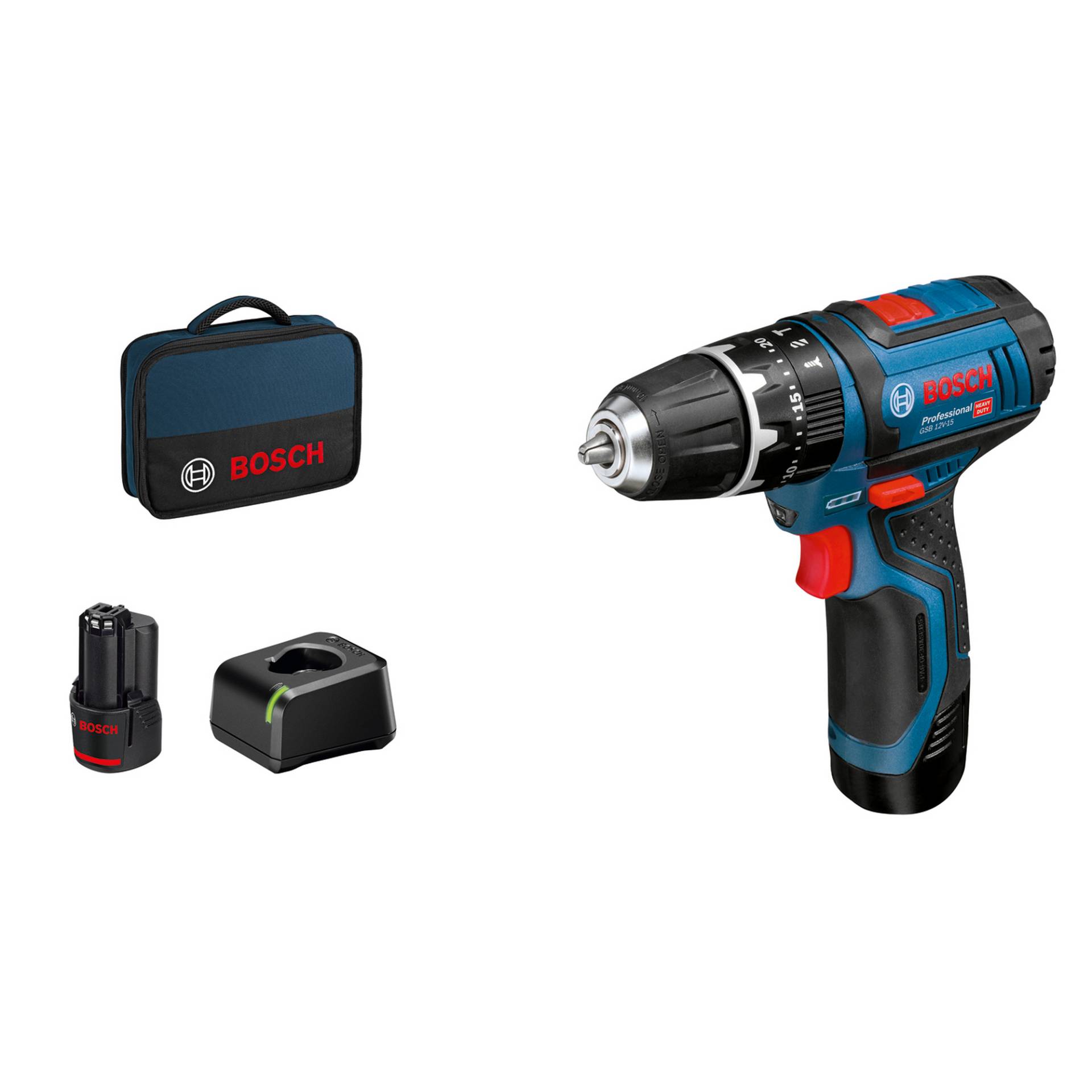 Bosch Akku-Schlagbohrschrauber 'GSB 12V-15 Professional' 2x 2,0 Ah Akku in Tasche von Bosch