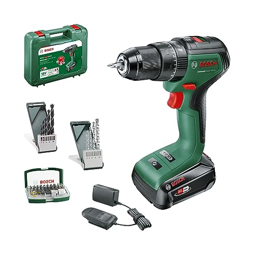 Bosch Akku Schlagbohrschrauber UniversalImpact 18V-60 (Bohren und Schrauben in Holz und Metall oder Schlagbohren in Mauerwerk; 42 Bohrer; 2,0Ah Akku; 18 Volt System; im Koffer) – Amazon Edition von Bosch