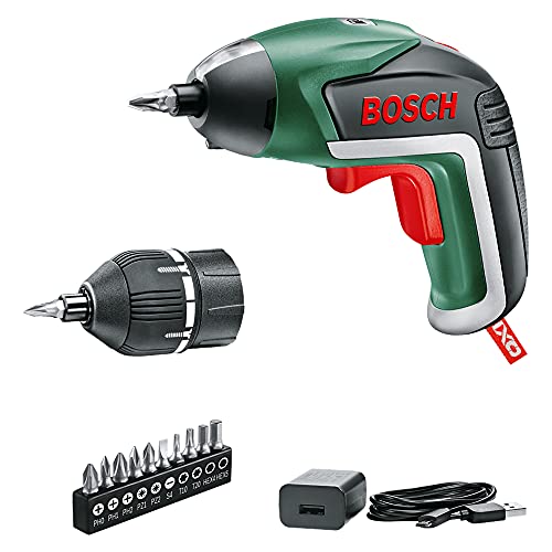 Bosch Akkuschrauber IXO (5. Generation, 3,6 Volt integriert Akku, Drehmoment-Aufsatz, 10 Bits, USB Ladegerät, im Karton) - Amazon Edition von Bosch