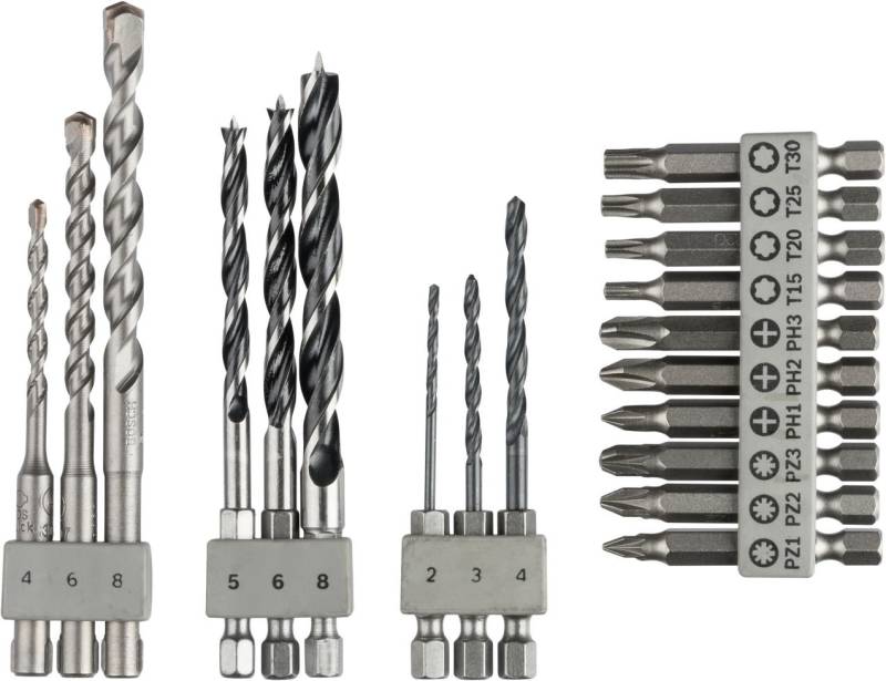 Bosch Bit-Bohrer-Set Stein / Holz / Metall 19-teilig Ø 2 -8 mm SDS Quick von Bosch