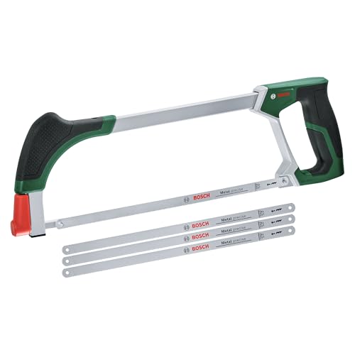 Bosch Bügelsäge 300mm + 3 Extra-Sägeblätter (Bügelsäge mit 4 langlebigen Bi-Metall Sägeblättern für Metall, Holz, Kunststoff und mehr; Einfacher Wechselmechanismus; Softgrip) - Amazon Edition von Bosch