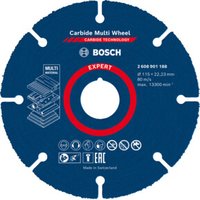 Bosch EXPERT Carbide Multi Wheel Trennscheibe 115mm 22,23mm für Winkelschleifer mit X-LOCK und mit Spannmutter Bosch EXPERT Carbide Multi Wheel Trennscheibe 115mm 22,23mm für Winkelschleifer mit X-LOCK und mit Spannmutter von Bosch