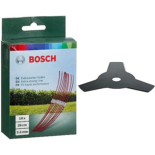 Bosch F016800181 Trimmerfaden extra stark / 26 cm ART 26 combitrimm & f016800414 AFS 23–37 Freischneider-Klinge von Bosch