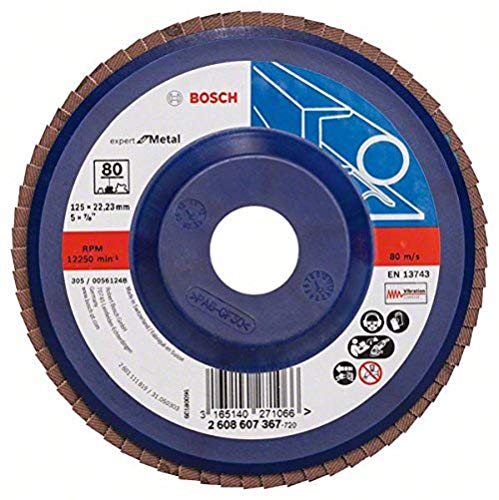 Bosch Professional Fächerschleifscheibe (für Winkelschleifer verschiedene Materialien, gerade Ausführung, Ø 125 mm, Körnung 80) von Bosch Accessories