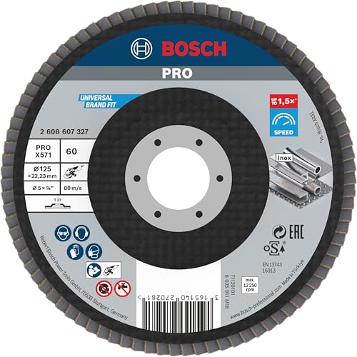 Bosch Professional Fächerschleifscheibe (für Winkelschleifer verschiedene Materialien, gerade Ausführung, Ø 125 mm, Körnung 60) von Bosch Accessories