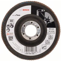 Bosch Fächerschleifscheibe X581, Best for Inox, gewinkelt, 115 x 22,23 mm, 80, Glas von Bosch