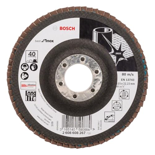 Bosch Professional Faecherschleifscheibe X581 best for Inox 115mm Korn 40, 1 Stk. von Bosch Accessories