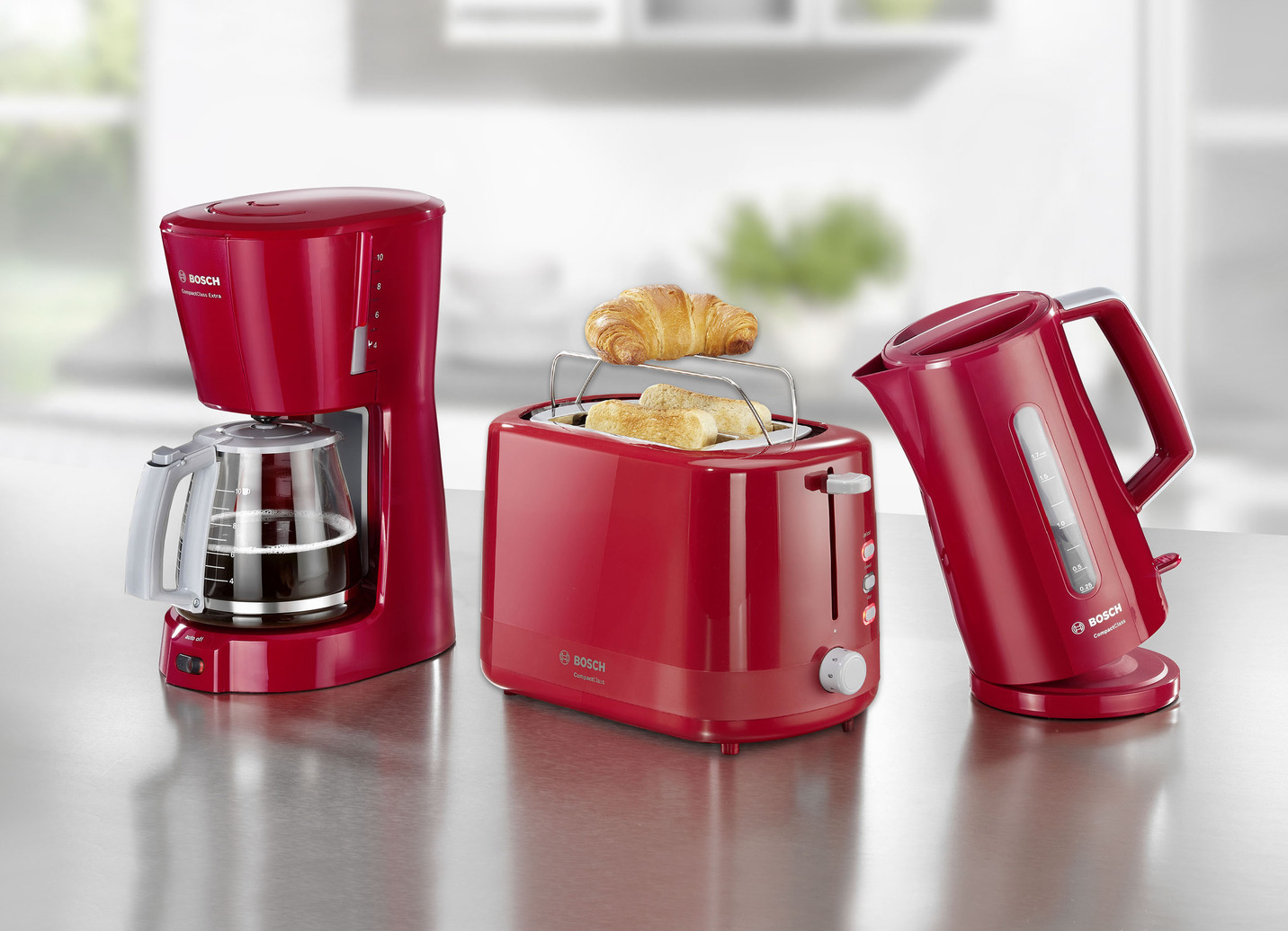 Bosch Frühstücksserie im kompakten Design, Wasserkocher, Rot von Bosch