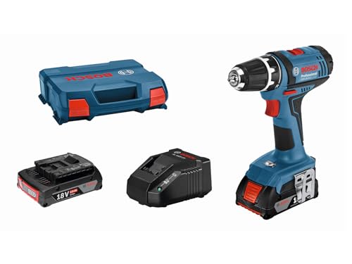 Bosch Professional 18V System Akku-Bohrschrauber GSR 18-2-LI (Drehmoment, max. (max. Drehmoment (hart/weich): 63/24 Nm, inkl. 2x2,0 Ah Akku, Ladegerät GAL 18 V-20, L-Case) von Bosch Professional