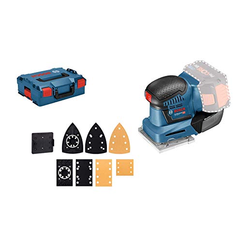 Bosch Professional 18V System Akku Schwingschleifer GSS 18V-10 (Schwingkreis-Ø: 1,6 mm, 3 Grundplatten mit unterschiedlichen Formaten, ohne Akkus und Ladegerät, in L-BOXX) von Bosch Professional