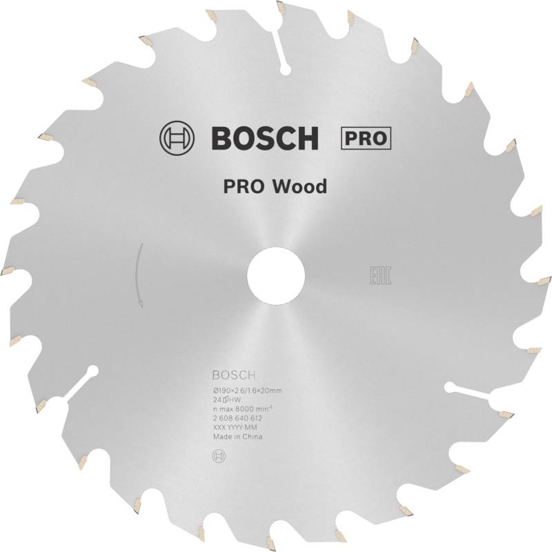 Bosch Hartmetall Kreissägeblatt 190 mm x 20 mm x 2,6 mm von Bosch PRO