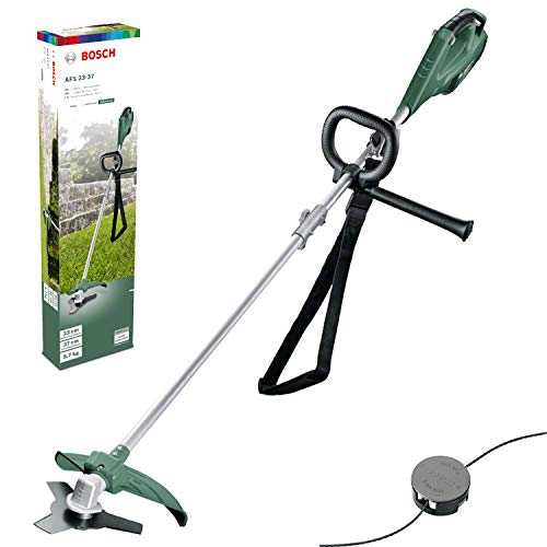 Bosch Freischneider AFS 23-37 (3-Flügel-Messer, Spule für Schneidfäden, 3 Schneidfäden, Zusatzgriff, Schutzhaube, Karton, 1000 Watt) von Bosch