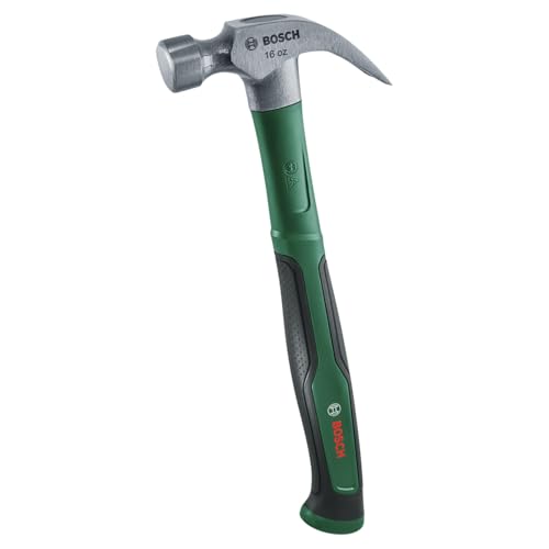 Bosch Klauenhammer 450g / 16oz (Extra große Schlagfläche; Robuster Kohlenstoffstahl; V-förmige Klaue; Bequemer Softgrip-Griff mit Glasfaserkern; Geringe Vibration) von Bosch
