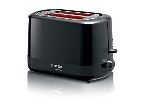 Bosch Kompakt Toaster CompactClass TAT3A113, integrierter Brötchenaufsatz, Auftau-/Aufwärmfunktion, HighLift, automatische Abschaltung, schwarz von Bosch