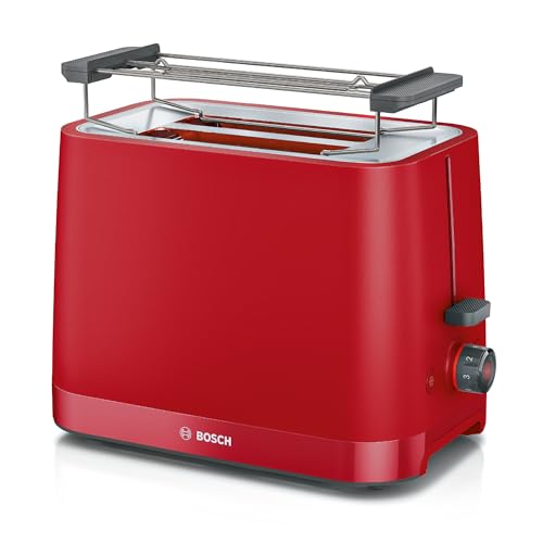 Bosch Kompakt Toaster MyMoment TAT3M124, entnehmbarer klappbarer Brötchenaufsatz, mit Auftaufunktion, Abschaltautomatik, Liftfunktion, Brotzentrierung, ideal für 2 Scheiben, 800 Watt, Rot matt Bosch Kompakt Toaster MyMoment TAT3M124, entnehmbarer klappbarer Brötchenaufsatz, mit Auftaufunktion, Abschaltautomatik, Liftfunktion, Brotzentrierung, ideal für 2 Scheiben, 800 Watt, Rot matt von Bosch Hausgeräte