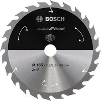 Sägeblatt Standard for Wood für Akkusägen , Maschinentyp: Akku-Tauch- und Handkreissägen, Ausführung: 165x1,5/1,0x20 Z24, 2608837685 - Bosch von Bosch