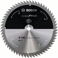 Akku-Kreissägeblatt Standard for Wood, 190 x 1,6/1,1 x 30, 60 Zähne - Bosch von Bosch