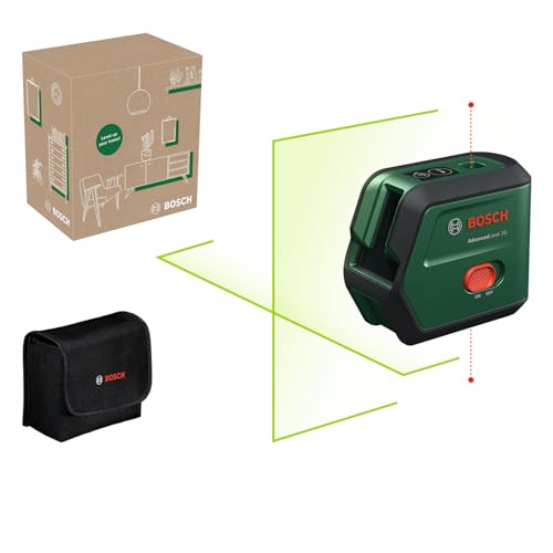 Bosch Kreuzlinienlaser AdvancedLevel 2G (selbstnivellierendes Laserkreuz, grüner Laser, 3,6-V-Li-Ionen-Akku lädt über USB-C direkt am Gerät, in E-Commerce-Karton) von Bosch